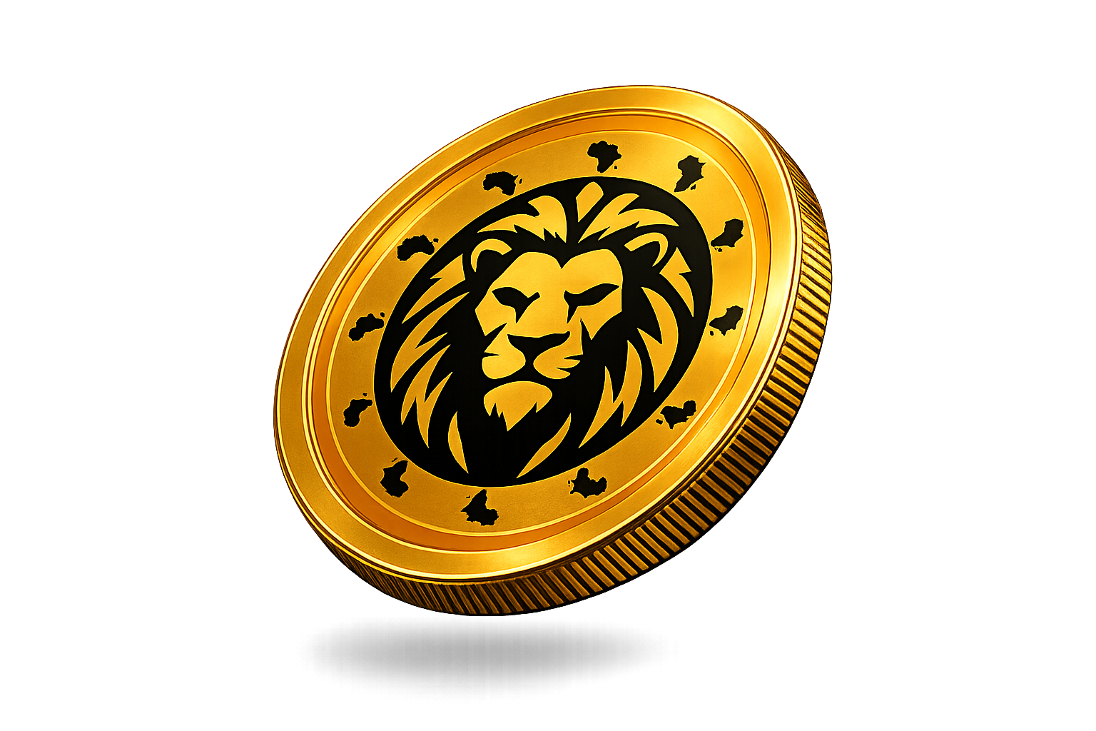 $AMEM gold coin — lion emblem ringed by the map of Africa